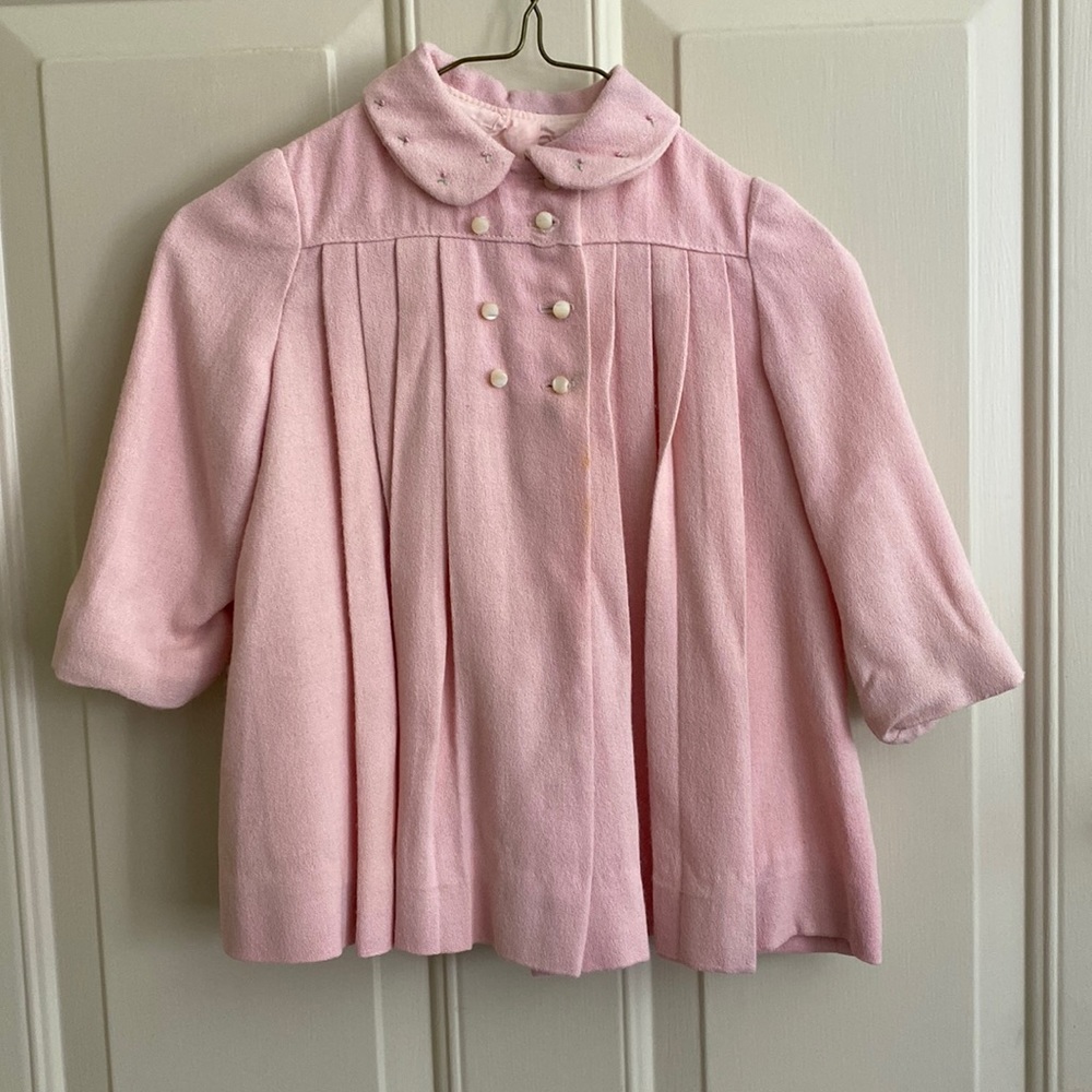 Vintage 1950s Girls Pink Coat Lined